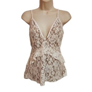 French Connection Lace Cami Top Beige Tan Medium